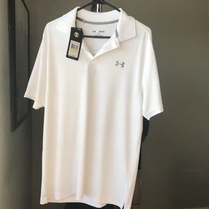 NEW Under Armor white polo, large